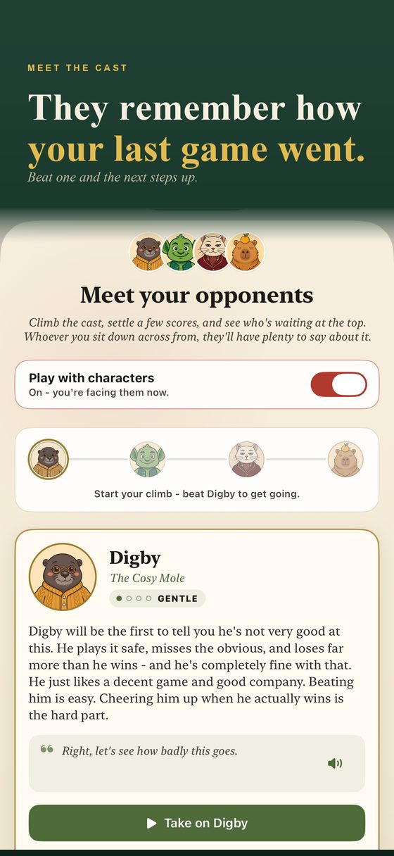 Boardalo's cast of illustrated opponents, from Digby to a mystery boss