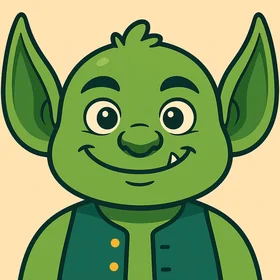 Bodge, a small green cartoon gremlin