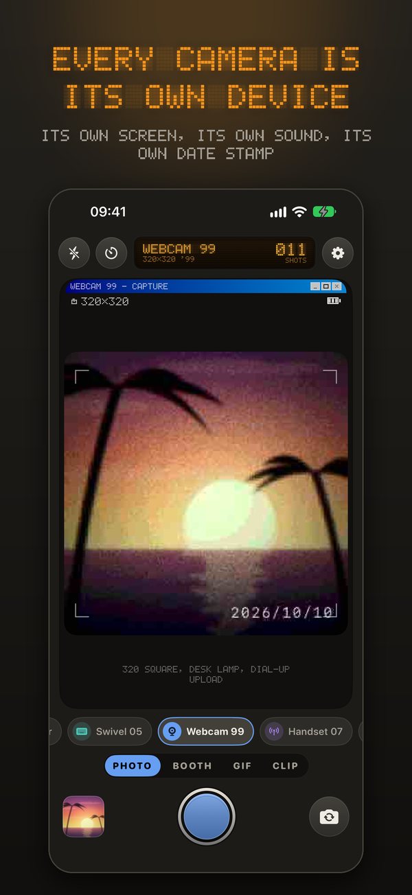 Kilobyte's Webcam 99 camera, with its own CRT-style capture window