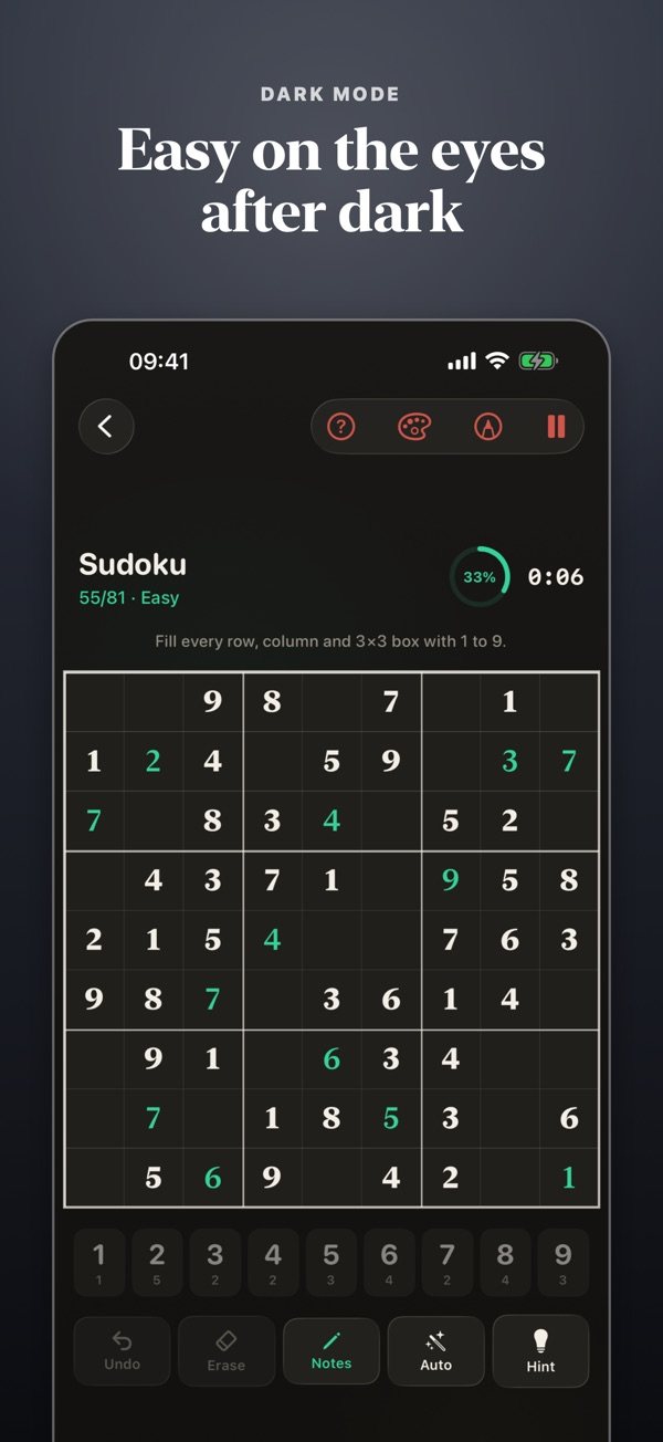 Numalo's Sudoku in Dark Mode