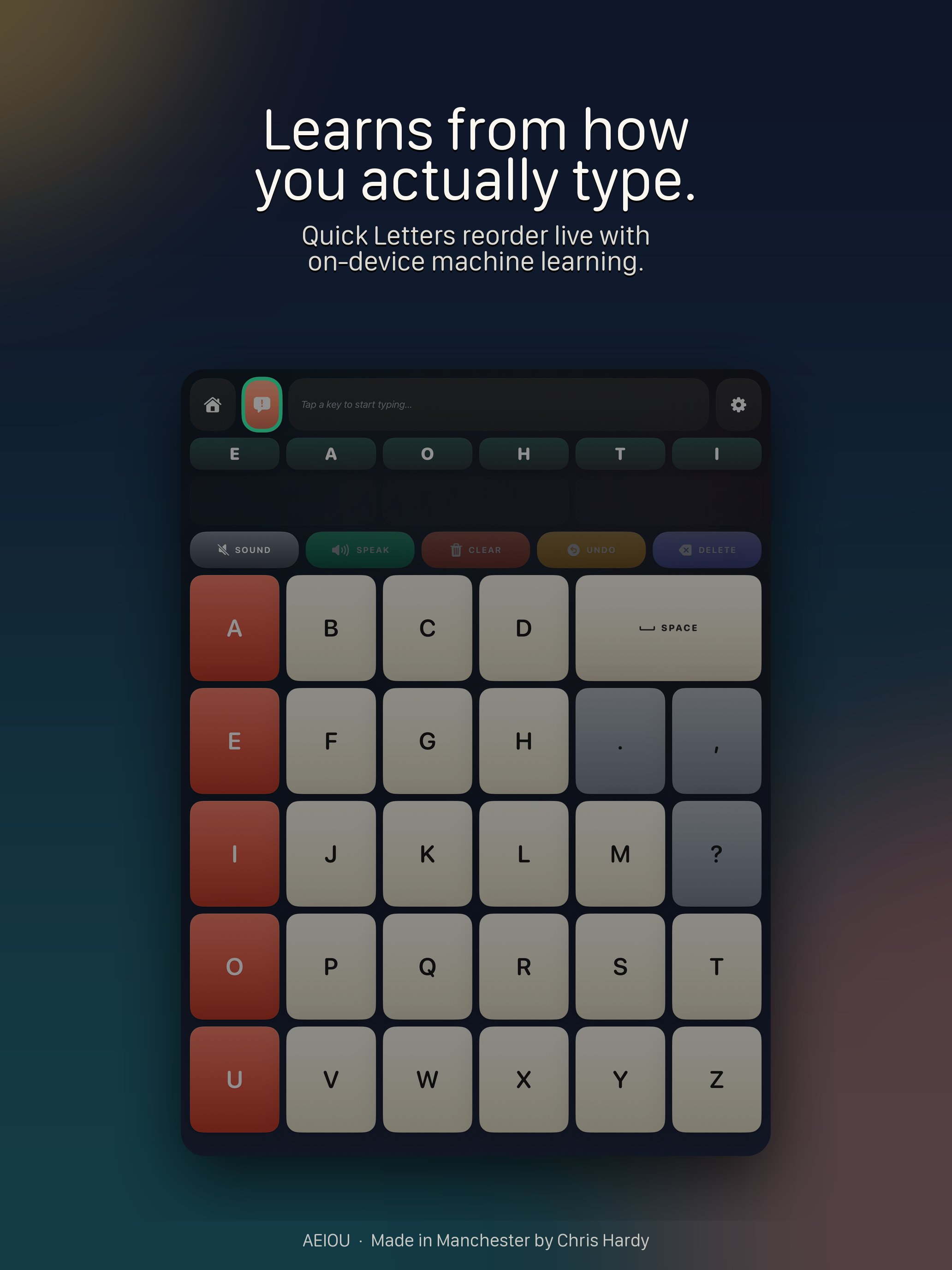 Quick Letters reordering on iPad as the user types.