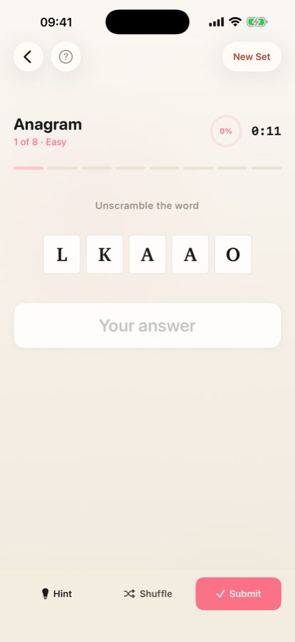 A Wordalo anagram puzzle